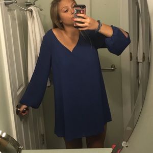 Royal blue/ cobalt long sleeve semi formal dress